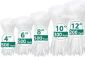 2000 PCS Zip Ties Assorted Sizes 4+6+8+10+12 Inch Self-locking Nylon Cable ties Heavy Duty Outdoor, UV Resistant Wire Straps for Home Office Garden Workshop Indoor Outdoor Fence((White)