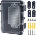 Junction Box, Hinged Black Clear Cover IP67 Waterproof ABS Project Box with Mounting Plate Electrical Box Enclosure with Wall Bracket 5.9 x 3.9 x 2.8inch(150x100x70mm)