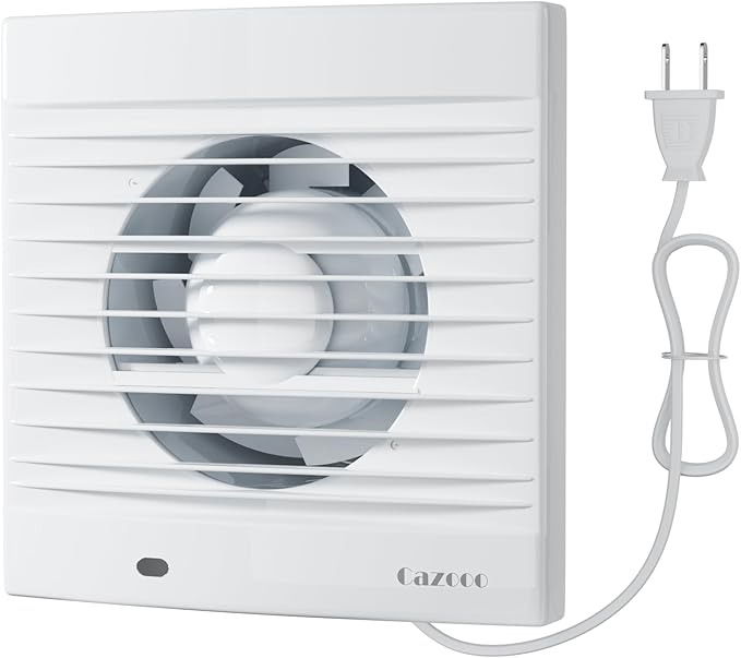 4 Inch Exhaust Fan, Plug-in Design, 130 m³/h Airflow, Wall Mount Ventilation for Small Bathroom, Kitchen, Laundry, 34 dB Low Noise