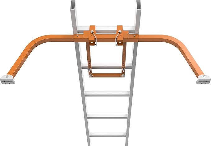 Qualward Ladder Stabilizer, Extended Ladder Stabilizer Accessory for Roof Gutter with Non-Slip Rubber Feet, Heavy Duty Steel Ladder Roof Hook with Wing Span/Wall Ladder Standoff