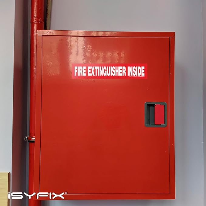 iSYFIX Fire Extinguisher Inside Sticker Sign – 10 Pack 9x1.7 Inch – Self-Adhesive Vinyl Decals, Laminated for UV, Weather, Scratch, Fade Resistance, for Cars, Trucks, Trailers, Rv's and Vehicles