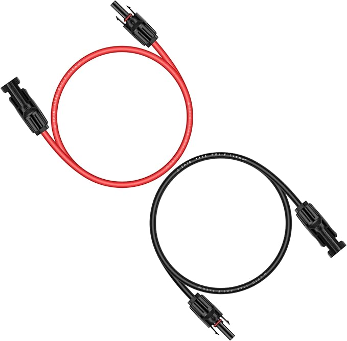iGreely 3 Feet 10AWG Solar Extension Cable with Solar Panel Female and Male Connector Solar Panel Adapter (3FT Red + 3FT Black)