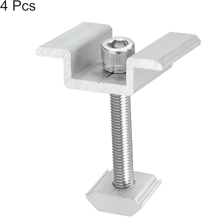 Uxcell Set of 4 Solar Panel Mount Mid Clamps, 45mm Aluminum, Silver