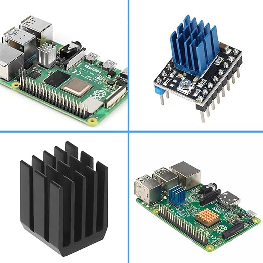 20PCS Black Aluminum Heat Sink with Thermal Conductive Adhesive Tape, 9×9×12mm Heatsink Cooler for Cooling VRM GPU Stepper Driver MOSFET VRam Regulators