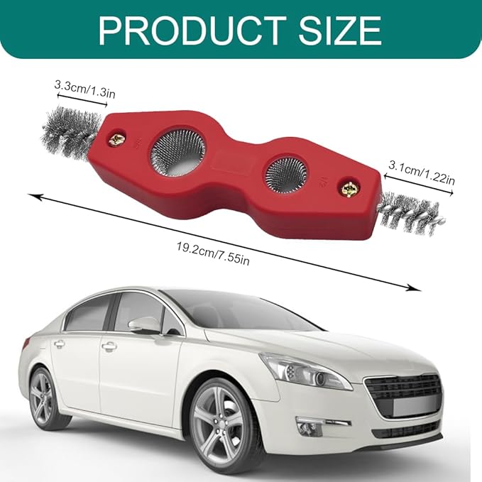 4 in 1 Car Battery Cleaning Brush, Battery Terminal Cleaner, Anti-Rust Car Terminals Machine Parts Cleaning Tool with Steel Wire, Auto Post Cleaner Brush Tool Fit for Vehicle & Marine (Red)