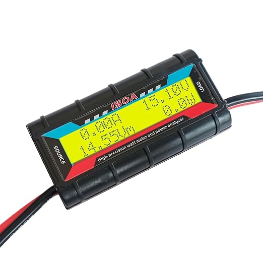 150A RC Watt Meter, High Precision Power Analyzer, DC 0-60V Volt Amp Watt Checker Tester, with Digital Yellow LCD Screen- for Voltage, Current, Power, Charge and Energy Measurement