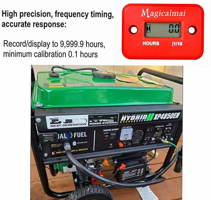Inductive Hour Meter for Gas Engine Generator Lawn Mower Pressure Washer Marine ATV Boat Outboard Motor Dirt Bike Motorcycle Waterproof Hr Meters - Red