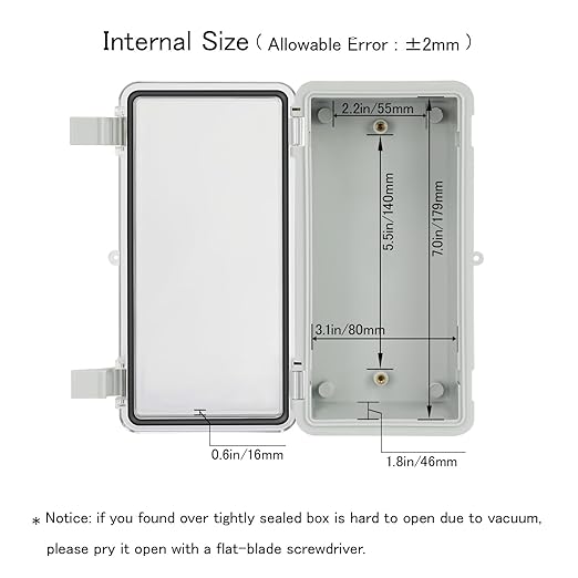 Junction Box IP65 Waterproof ABS Plastic Enclosure Hinged PC Clear Cover Electrical Project Box with Mounting Plate, Wall Brackets, Cable Glands 7.9" x 3.9" x2.8"(200 * 100 * 70mm)