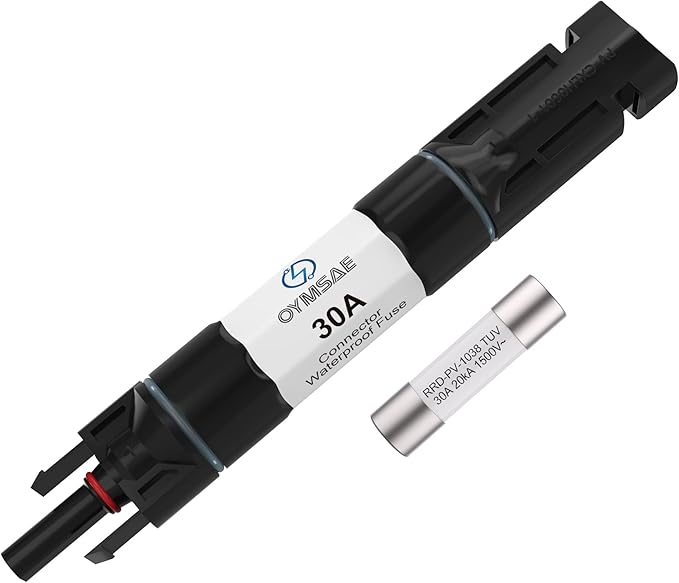 OYMSAE 30A Solar Fuse Holder Inline Male and Female Connector 30 Amp PV Fuse for Solar Pannel Waterproof w/Fuse, Black