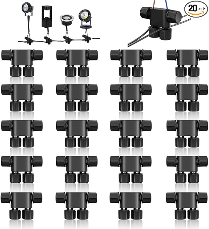 NETEHA 20 Pack Low Voltage 12-18 Gauge Wire Connectors for Landscape Lighting, Pathway Lights, Outdoor LED Lights
