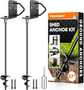 Ground Anchors Shed Anchors 27" Set of 2 Trampoline Stakes Screw in Heavy Duty Mobile Home - Storage Shed Anchor Kit - Playset Swing Anchors - Stakes for Fence,Carport,Garden (Black, 2 x 27in)