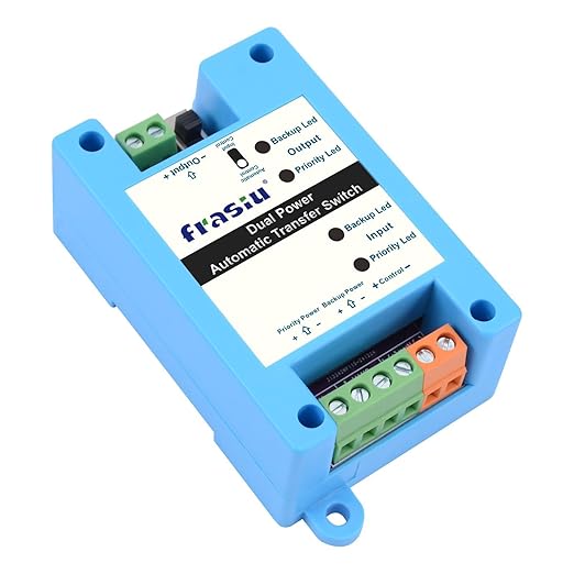 DC Automatic Transfer Switch 5-60V 5A, Dual Power Backup Selector, 0.007s Fast Switching, Solar/Battery/Starlink Mini/Router/CCTV DC ATS with Reverse & Overload Protection