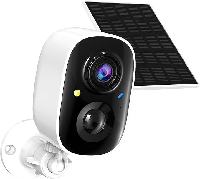2K FHD Smart Wireless Security Camera Outdoor,Solar Powered WiFi Camera for Home Security with Color Night Vision, Motion Detection, 2-Way Audio, Weatherproof, Cloud/SD Storage (2.4GHz Only)