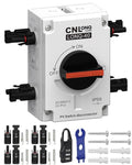 Solar Disconnect Switch 2 Strings 32A DC1500V 2in 2out Rapid Shutoff Isolator Switch with Plug & Play Connector and IP66 Outdoor Waterproof for Rooftop Solar Systems, RVs and Boats