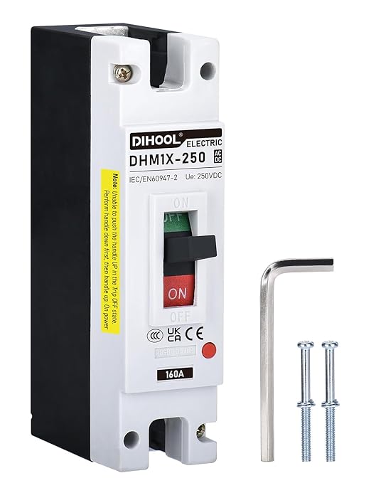 DIHOOL Main 160 Amp DC Circuit Breaker, 240V Battery Disconnect Switch, Master Switch for Car RV Marine Boat Truck Trolling