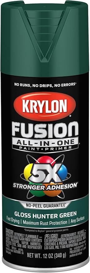 Krylon Fusion All-In-One Adhesive Spray Paint for Indoor/Outdoor Use, 12 oz, Hunter Green