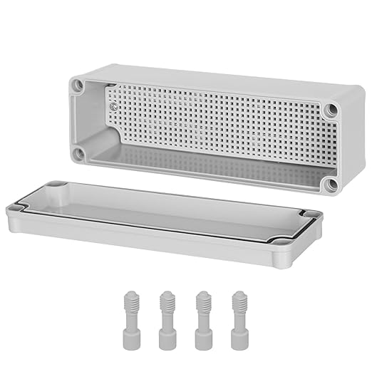 Junction Box，9.8"x 3.3"x 3.1" Outdoor Electrical Box with Mounting Plate, IP67 Dustproof Waterproof ABS Plastic Project Box, DIY Electrical Enclosure Gray (250x 85x 80 mm)