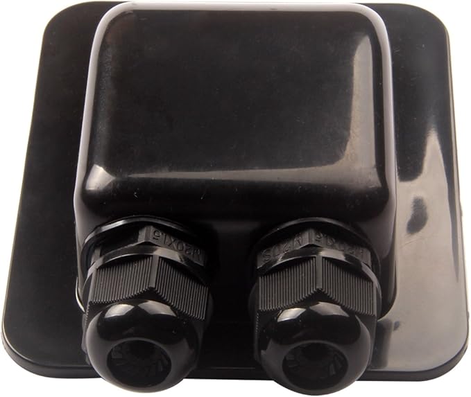 LINKSOLAR Weatherproof ABS Solar Double Cable Entry Gland,Curved Cable Connector for All Cable Types 6mm² to 12mm² for Rv, Campervan, Boat (Type D, Black)