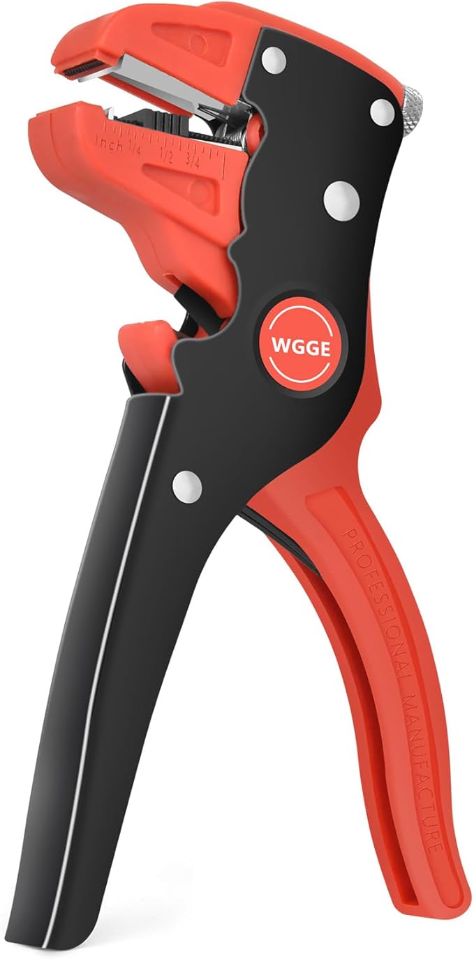 WGGE Automatic Wire Stripper and Cutter, 2 IN 1 Wire Stripper Tool, Adjustable 10-24 AWG Electrical Cable Wire Stripping Tool for Electronic and Automotive Repair, Eagle Nose Pliers (7-Inch)