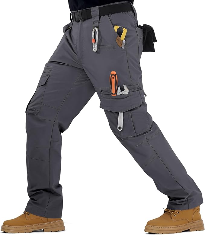 IGOLUMON Men's Ripstop Tactical Pants Breathable Stretch Cargo Pants Outdoor Lightweight EDC Work Hiking Pants Zipper Pockets