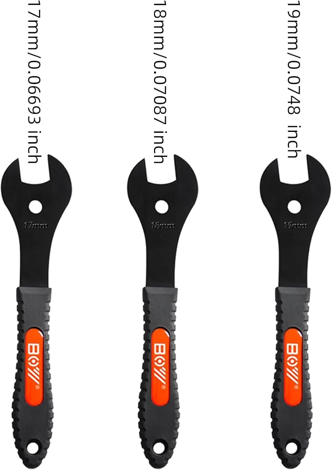 Bike Cone Wrench Set Tool for Bicycle Wheel Hub Axle Nut Install Remover Cycling Spanner Hub Repair Removal Tool 3PCS (17, 18, 19mm)