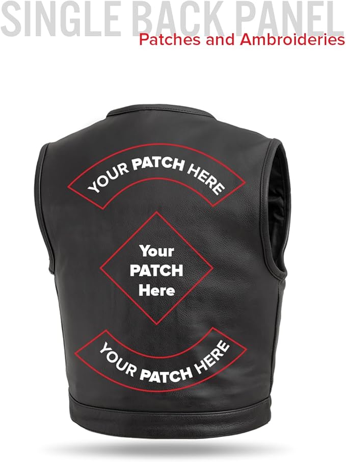 First Mfg Co - Lowside - Mens Motorcycle Biker Riding Canvas, Leather, Twill, Perforated Leather Vest
