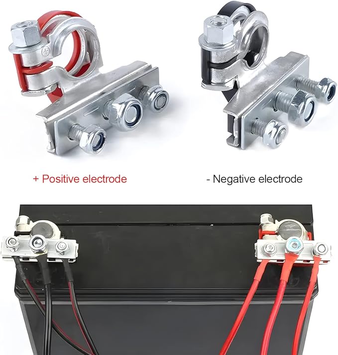 zipelo Battery Terminal Connector, Top Post Battery Cable Terminal Clamp Set, Positive and Negative 1 Pair, Good Contact and Corrosion Resistance (Style 2, 2PCS)