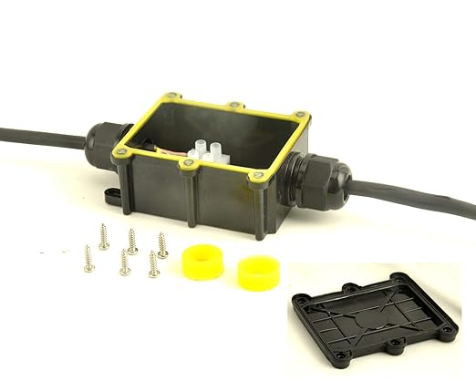Junction Box Waterproof,Outdoor Junction Box, Waterproof Electrical Junction Box, IP68, 2 Way M20 coaxial Cable Connector Wire Range from 4 to 12mm, Black,