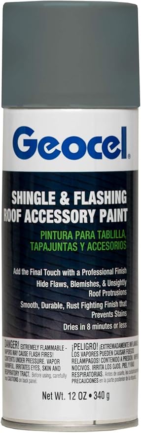 Geocel GC91131-6X Shingle & Flashing Roof Accessory Paint, Flat, Slate, 12 oz.