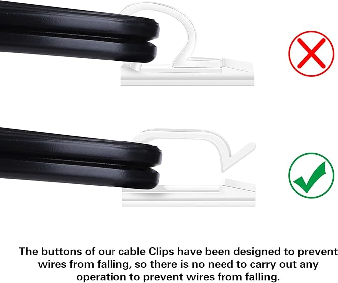 120PCS XHF Adhesive Cable Wire Clips Clear, Outdoor Christmas Light Clips, Cable Holder Staples Cable Management Wire Organizer Cord for Under Desk, Car, Wall, TV PC Ethernet Cable