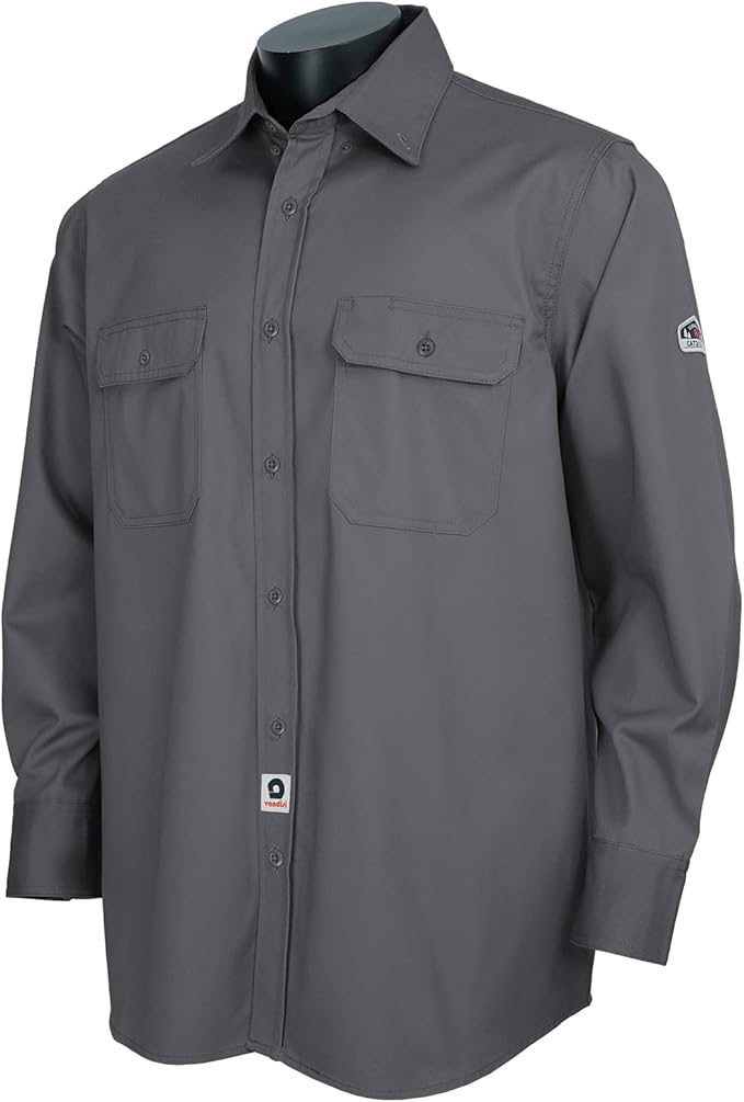 100% Cotton Mens Fr Shirts 7.5oz Flame Resistant Shirts NFPA2112 Men's Fire Retardant Welding Shirts