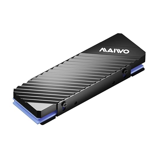 MAIWO M.2 SSD Heat Sink Cooler for 2280 SSDs Double-Sided Heatsink with Thermal Silicone Pad for PC NVMe M2 SSD, Aluminum Alloy Shell, 5mm Thickness