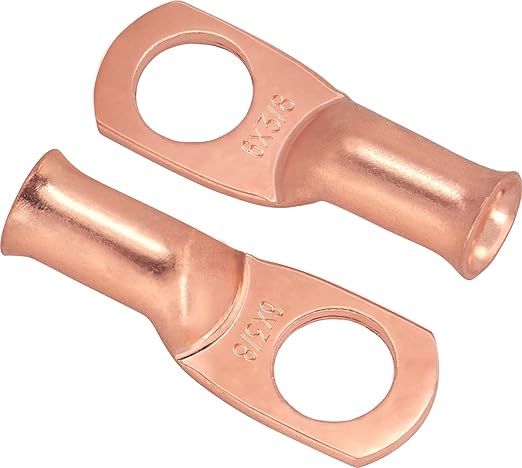 10pcs 6 Awg - 3/8" (M10) Sanuke Wire Lugs Ring Terminal Connectors Ends, Heavy Duty Wire Connectors, Battery Cable Lug Wire Electrical Eyelets with 3:1 Dual Wall Adhesive Heat Shrink