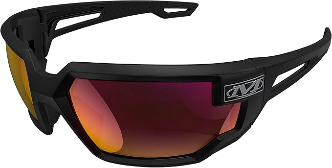 Mechanix Wear: Vision Type-X Safety Glasses with Advanced Anti Fog, Scratch Resistant, Black Frame, Protective Eyewear, Lightweight Glasses, Ventilated Temples, For Outdoor Use (Fire Mirror Lens)