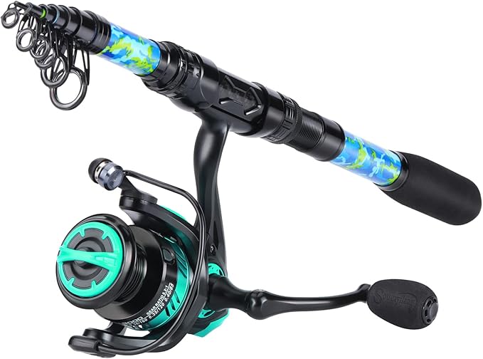 Sougayilang Telescopic Fishing Rod and Reel Combos, Full Kit with Carrier Bag, 11+1 Bearings Spinning Reel, Carbon Fiber Travel Fishing Pole for Saltwater Freshwater