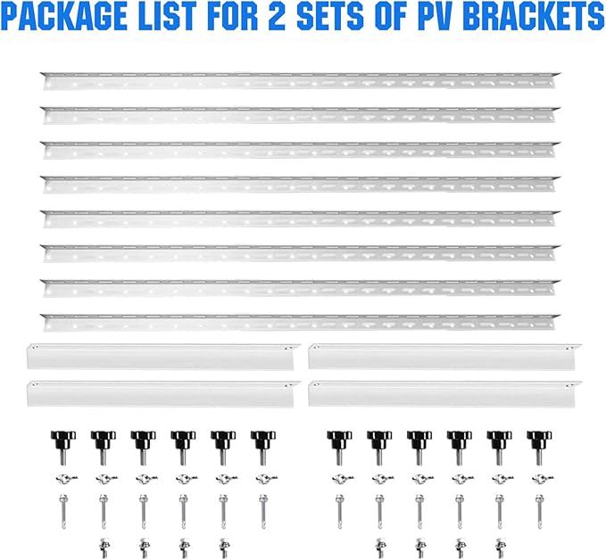 Solar Panel Mount Brackets, 2 Sets 45 inch Adjustable with Foldable Tilt Legs, Suitable for 2-4pcs 180 200 300 400 500 Watt Solar Panel for Roof, RV, Boat, and Off-Grid