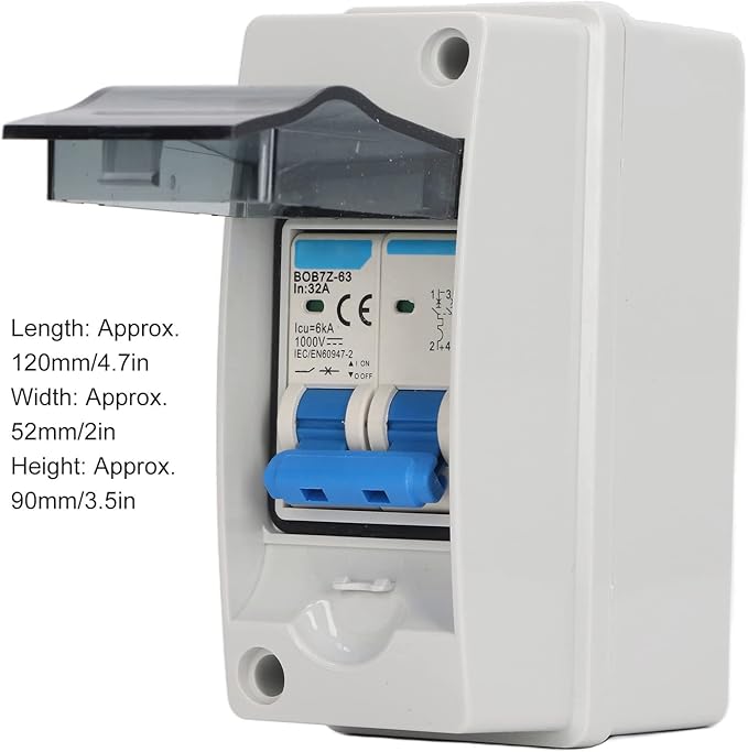 32A PV DC Disconnect Switch 1000V Solar Load Switching Air Switch Miniature Circuit Breaker with IP65 Distribution Box for Solar PV Power System