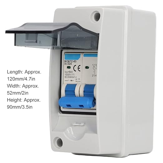 2P 32A 1000V DC Circuit Breaker, 6KA IP65 Waterproof DC Isolator Switch Solar Disconnect Switch for Solar Panel PV System Solar Panels Switch Panel Solar Panel Disconnect Switch