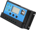 60A Solar Controller 12V 24V PWM Solar Battery Regulator with LCD Display MOSFET , Adjustable Parameters, USB Output, for 12V/24V Solar Panel System