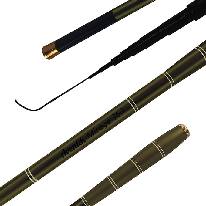 Aventik Mirage Telescopic Tenkara Rod 24T Pure Carbon 6:4 Action, Portable Collapsible Bass Crappie Floating Rod 6/8/10/12/15/18/21/24FT with Extra Sections,Ultralight Tenkara Rods