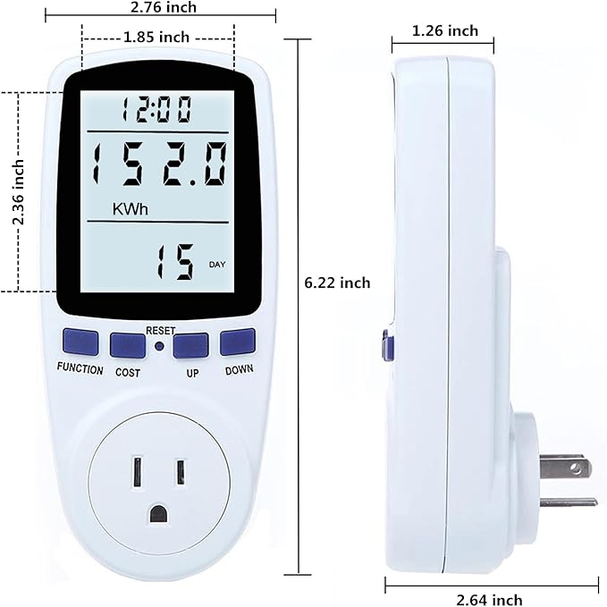 Upgraded Watt Meter Plug in Power Meter Home Energy Monitor Power Consumption Meter, Energy Voltage Amps Kill Tester with White Backlight, Overload Protection, 7 Modes Display