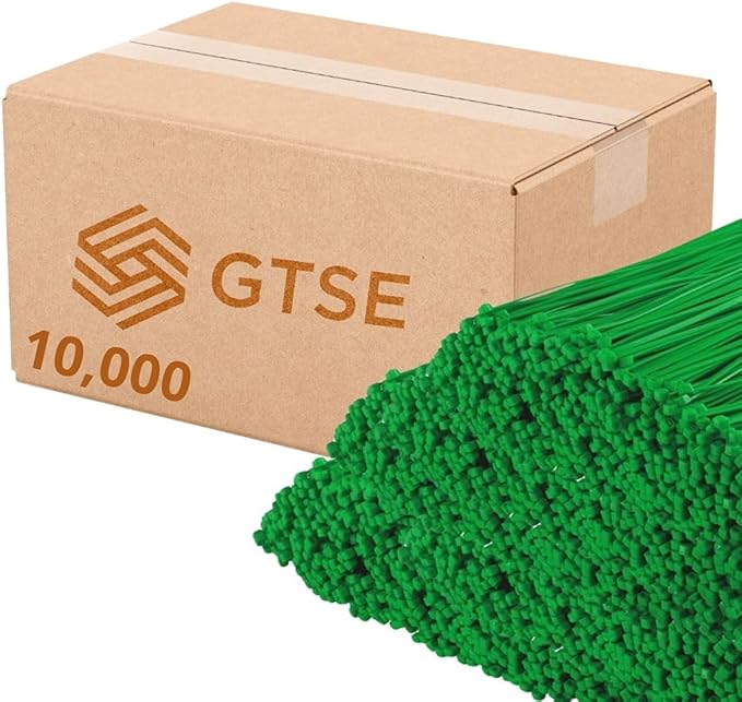 GTSE 12 Inch Green Zip Ties, 10,000 Bulk Pack, 50lb Strength, UV Resistant Long Nylon Cable Ties, Self-Locking 12" Tie Wraps