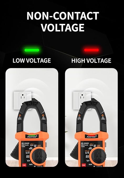 Inrush Digital Clamp Meter Multimeter 1000A TRMS 6000 Counts, Amp Voltage Tester with VFD, LOZ Mode; Measures AC/DC Current Voltage Temperature Resistance Capacitance Frequency Continuity NCV