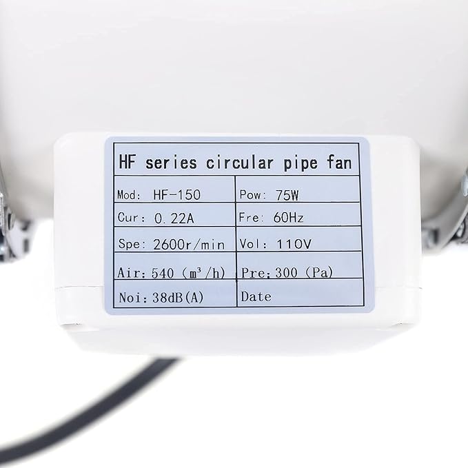 DNYSYSJ 6" Inline Duct Fan, 75W 318CFM Ventilation ExtractorFan 6" Exhaust Fans Low Noise Inline Blower 6in Duct Fan with Efficient Quiet Copper Motor for Ducting,Vents,Bathroom,Kitchen