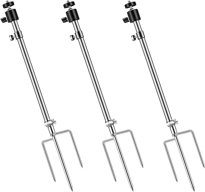 Game & Trail Camera Mount, Trail Camera Stand Mounts Ground Holder, 360 Degree Adjustable Universal Screw Connection 1/4''-20 (6mm), for Night Fishing Lights, Solar Panels, etc. (3 Pack)