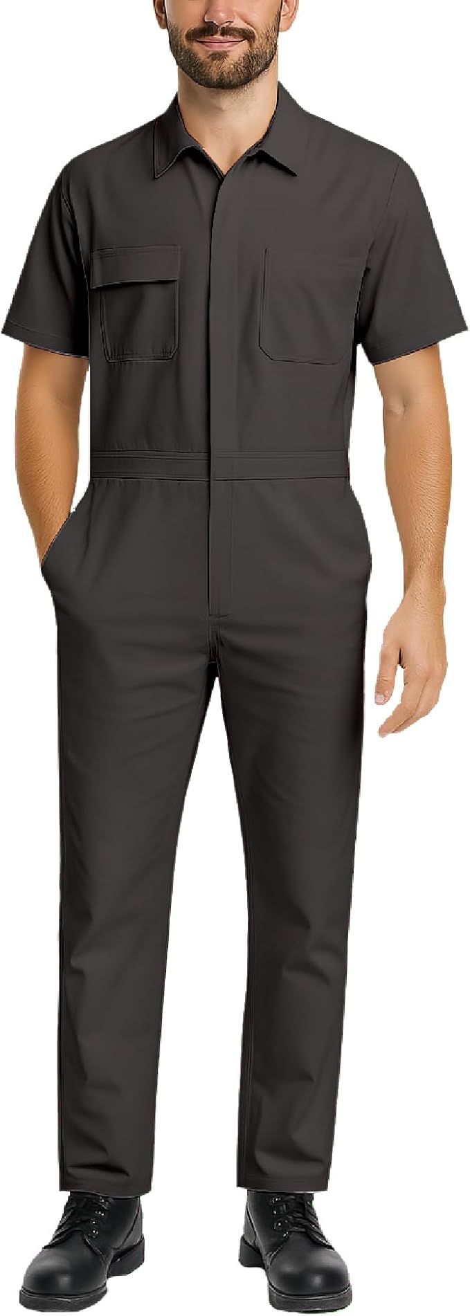Bass Creek Outfitters Mens Coveralls - Heavy Duty Duck Canvas Short Sleeve Workwear Insulated Coveralls for Men