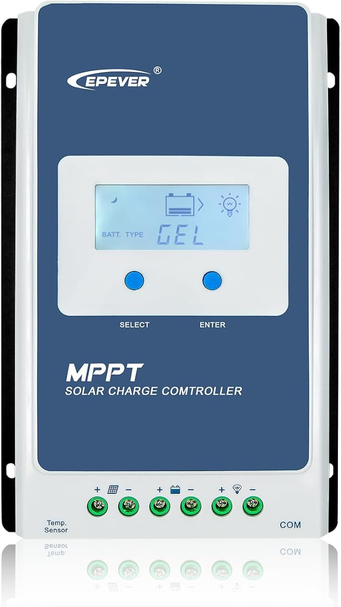 EPEVER 20A MPPT Solar Chagre Controller 12V 24V Auto, Max PV 100V Solar Panels Power 260W/520W Charger Regulator Tracer2210AN-G3 for Lead Acid, Lithium Battery