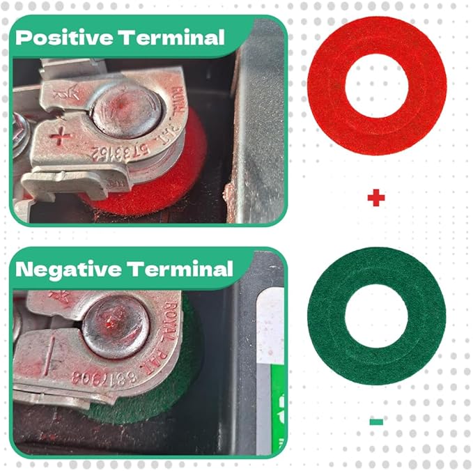 8PCS Battery Terminal Anti Corrosion Washers Fiber, Battery Terminal Protector, 4 Red & 4 Green Battery Terminal Protector for Protecting Battery Terminal, Universal Accessories (Red+Green, 8PCS)