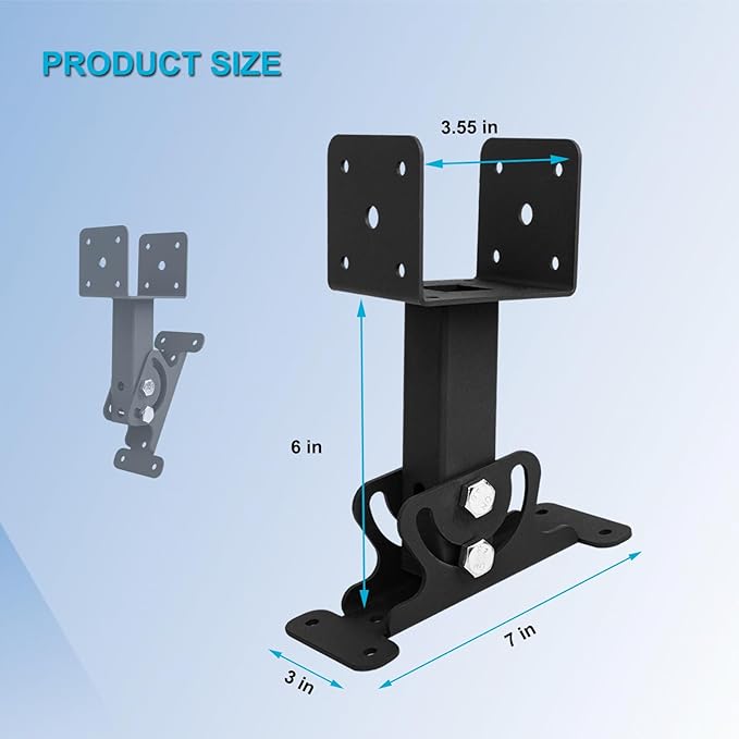 3Pcs Roof Riser Brackets Kit Pergola Roof Riser Beam Bracket, Heavy Duty Roof Mount Brackets 3-1/2" Saddle Black for Wood Post Gazebo Pergola