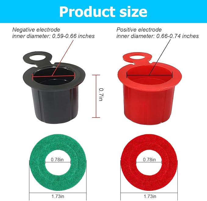 Mandark Car Battery Terminal Cover, 4PCS Vehicle Battery Top Post Cap with Washers, Automotive Battery Stud Terminal Insulator Protector Accessories, Universal for SUV, Sedan, Truck (Black/Red)